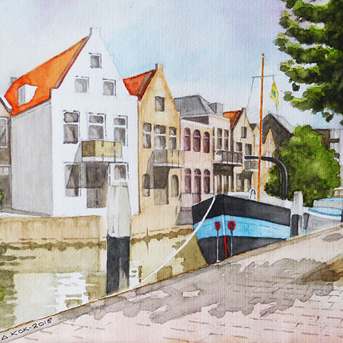 Gracht in de haven van Dordrecht