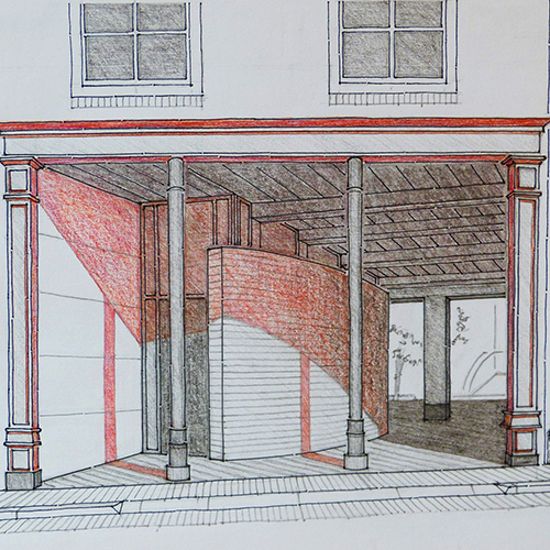 Portiek in Dordrecht, Tekening